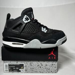 Size 7 - Nike Air Jordan 4 Retro SE GS Black Canvas Men's Shoes